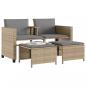 Preview: Gartensofa 2-Sitzer mit Tisch und Hockern Beige Poly Rattan