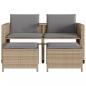 Preview: Gartensofa 2-Sitzer mit Tisch und Hockern Beige Poly Rattan