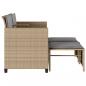 Preview: Gartensofa 2-Sitzer mit Tisch und Hockern Beige Poly Rattan