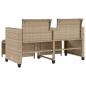 Preview: Gartensofa 2-Sitzer mit Tisch und Hockern Beige Poly Rattan