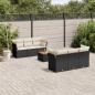 Preview: ARDEBO.de - 7-tlg. Garten-Sofagarnitur mit Kissen Schwarz Poly Rattan