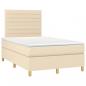 Preview: Boxspringbett mit Matratze & LED Creme 120x190 cm Stoff