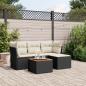 Preview: ARDEBO.de - 5-tlg. Garten-Sofagarnitur mit Kissen Schwarz Poly Rattan