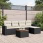 Preview: ARDEBO.de - 6-tlg. Garten-Sofagarnitur mit Kissen Schwarz Poly Rattan