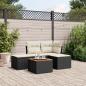 Preview: ARDEBO.de - 5-tlg. Garten-Sofagarnitur mit Kissen Schwarz Poly Rattan