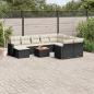 Preview: ARDEBO.de - 11-tlg. Garten-Sofagarnitur mit Kissen Schwarz Poly Rattan