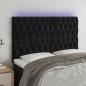 Preview: ARDEBO.de - LED Kopfteil Schwarz 160x7x118/128 cm Samt