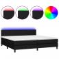 Preview: Boxspringbett mit Matratze & LED Schwarz 200x200 cm Stoff