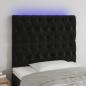 Preview: ARDEBO.de - LED Kopfteil Schwarz 100x7x118/128 cm Samt