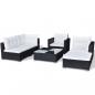 Preview: 6-tlg. Garten-Lounge-Set mit Auflagen Poly Rattan Schwarz