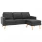 Preview: 3-Sitzer-Sofa mit Hocker Dunkelgrau Stoff 