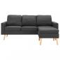 Preview: 3-Sitzer-Sofa mit Hocker Dunkelgrau Stoff 