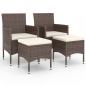 Preview: 4-tlg. Gartenstuhl und Hocker Set Poly Rattan Braun