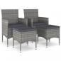 Preview: 4-tlg. Gartenstuhl und Hocker Set Poly Rattan Grau