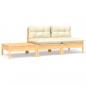 Preview: ARDEBO.de - 3-tlg. Garten-Lounge-Set mit Kissen in Creme Massivholz Kiefer