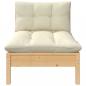 Preview: 3-tlg. Garten-Lounge-Set mit Kissen in Creme Massivholz Kiefer