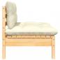 Preview: 3-tlg. Garten-Lounge-Set mit Kissen in Creme Massivholz Kiefer