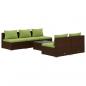 Preview: ARDEBO.de - 6-tlg. Garten-Lounge-Set mit Auflagen Poly Rattan Braun