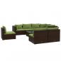 Preview: ARDEBO.de - 9-tlg. Garten-Lounge-Set mit Kissen Poly Rattan Braun