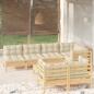 Preview: ARDEBO.de - 8-tlg. Garten-Lounge-Set mit Creme Kissen Massivholz Kiefer