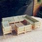 Preview: ARDEBO.de - 12-tlg. Garten-Lounge-Set mit Creme Kissen Massivholz Kiefer