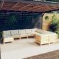 Preview: ARDEBO.de - 10-tlg. Garten-Lounge-Set mit Creme Kissen Kiefernholz