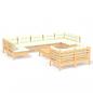 Preview: 10-tlg. Garten-Lounge-Set mit Creme Kissen Massivholz Kiefer