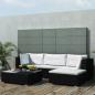 Preview: ARDEBO.de - 5-tlg. Garten-Lounge-Set mit Kissen Poly Rattan Schwarz