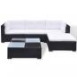 Preview: 5-tlg. Garten-Lounge-Set mit Kissen Poly Rattan Schwarz