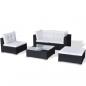 Preview: 5-tlg. Garten-Lounge-Set mit Kissen Poly Rattan Schwarz