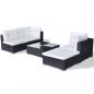 Preview: 5-tlg. Garten-Lounge-Set mit Kissen Poly Rattan Schwarz