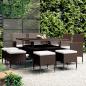 Preview: ARDEBO.de - 9-tlg. Garten-Essgruppe Poly Rattan Braun