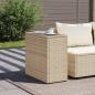 Preview: Garten-Beistelltisch Glasplatte Beige 58x27,5x55 cm Poly Rattan