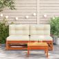 Preview: Gartensofas ohne Armlehnen mit Kissen 2 Stk. Wachsbraun Holz