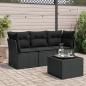 Preview: ARDEBO.de - 4-tlg. Garten-Sofagarnitur mit Kissen Schwarz Poly Rattan