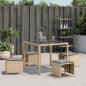 Preview: Gartenhocker Kissen 4Stk. Beigemischung 41x41x36 cm Poly Rattan