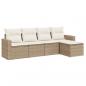 Preview: 5-tlg. Garten-Sofagarnitur mit Kissen Beige Poly Rattan