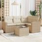 Preview: ARDEBO.de - 5-tlg. Garten-Sofagarnitur mit Kissen Beige Poly Rattan