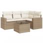 Preview: 5-tlg. Garten-Sofagarnitur mit Kissen Beige Poly Rattan