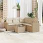 Preview: ARDEBO.de - 6-tlg. Garten-Sofagarnitur mit Kissen Beige Poly Rattan