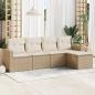 Preview: ARDEBO.de - 5-tlg. Garten-Sofagarnitur mit Kissen Beige Poly Rattan