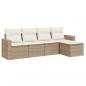 Preview: 5-tlg. Garten-Sofagarnitur mit Kissen Beige Poly Rattan