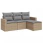 Preview: 4-tlg. Garten-Sofagarnitur mit Kissen Beige Poly Rattan