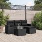 Preview: ARDEBO.de - 5-tlg. Garten-Sofagarnitur mit Kissen Schwarz Poly Rattan