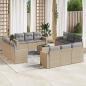 Preview: ARDEBO.de - 13-tlg. Garten-Sofagarnitur mit Kissen Beige Poly Rattan