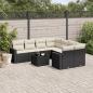 Preview: ARDEBO.de - 9-tlg. Garten-Sofagarnitur mit Kissen Schwarz Poly Rattan