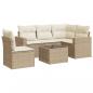 Preview: 6-tlg. Garten-Sofagarnitur mit Kissen Beige Poly Rattan