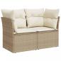 Preview: Gartensofa mit Kissen 2-Sitzer Beige Poly Rattan