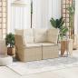 Preview: Gartensofa mit Kissen 2-Sitzer Beige Poly Rattan