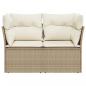 Preview: Gartensofa mit Kissen 2-Sitzer Beige Poly Rattan